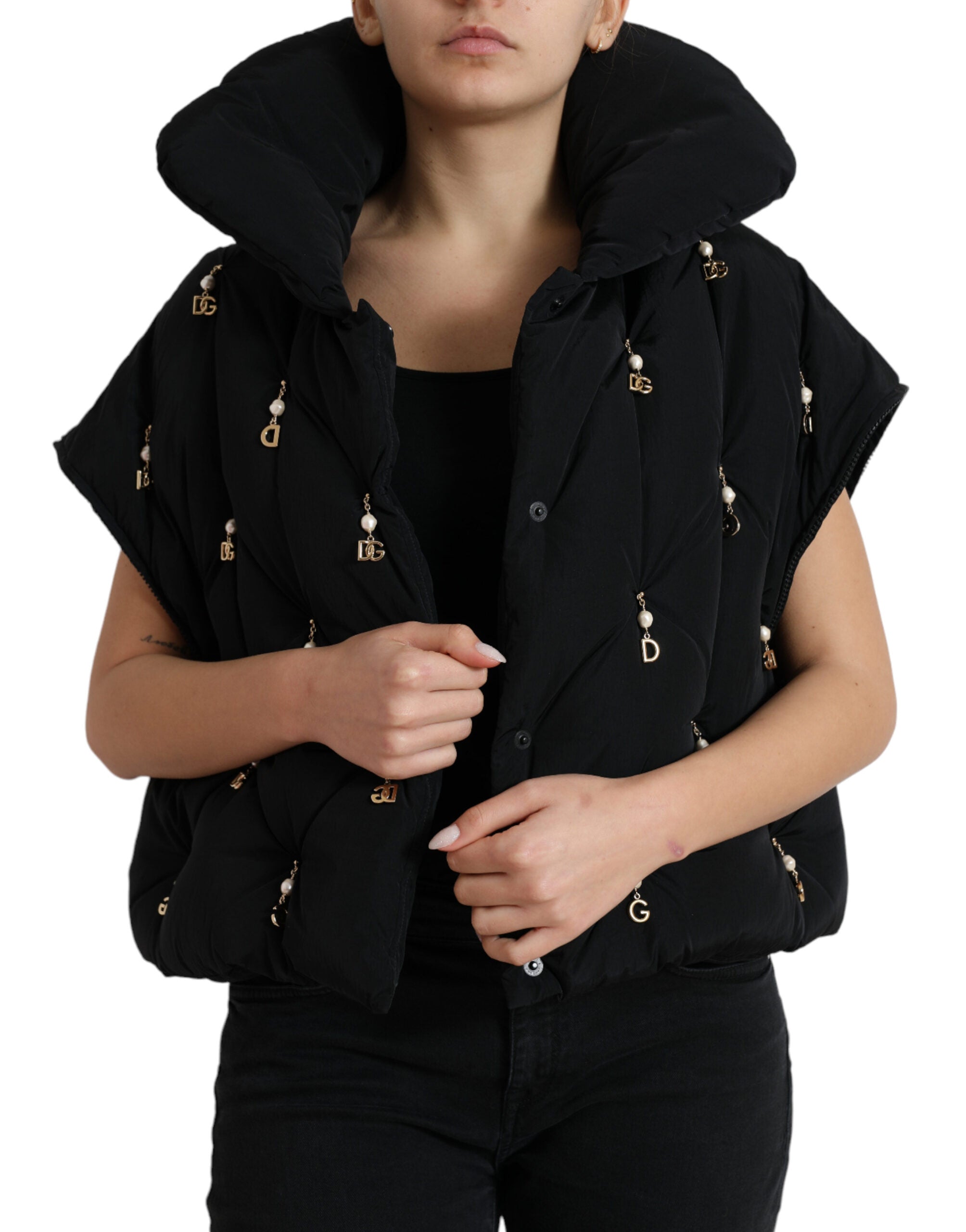 Elegant Quilted Jacket with Pearl Embellishment