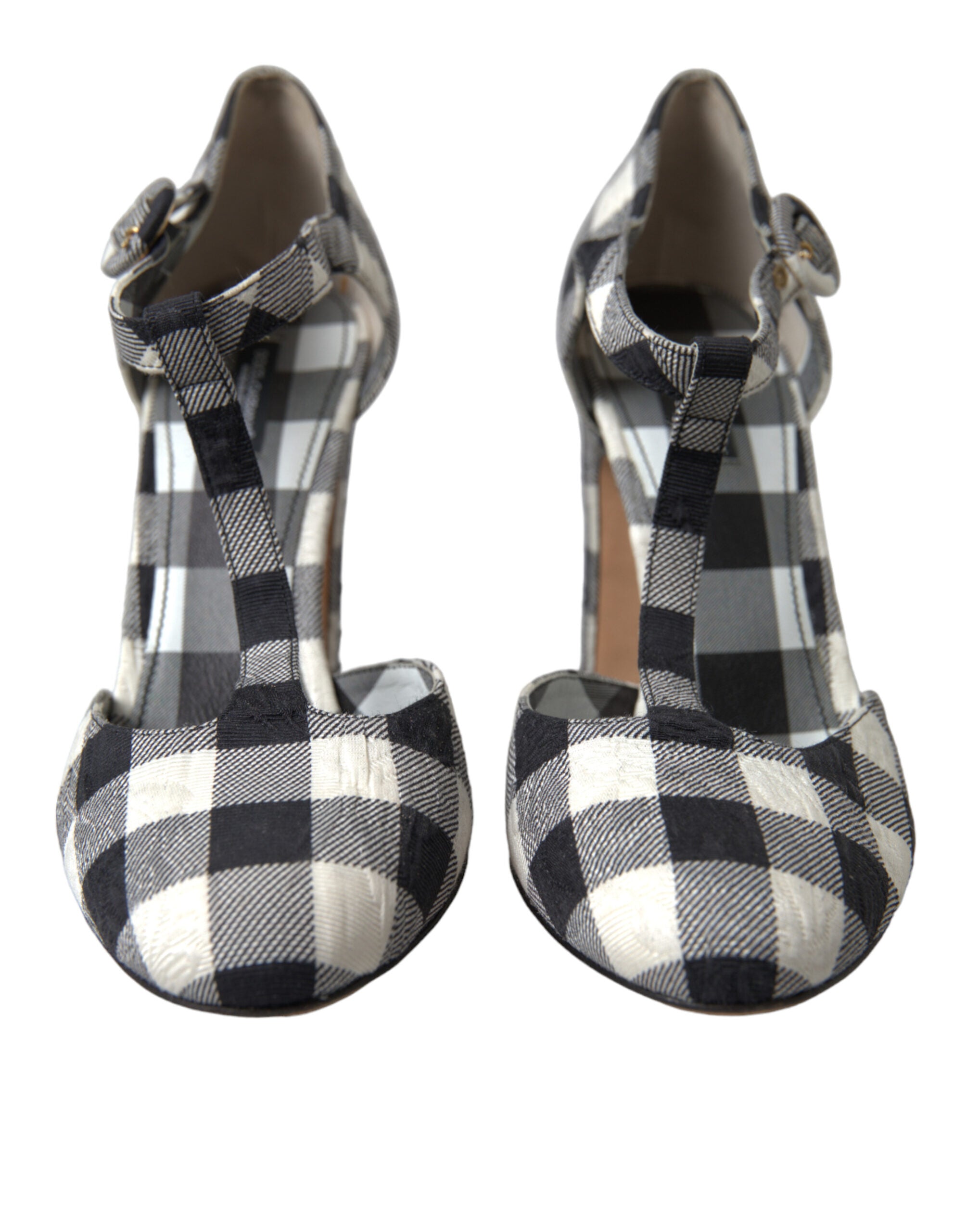 Chic Gingham T-Strap Pumps: Timeless Mary Jane Heels