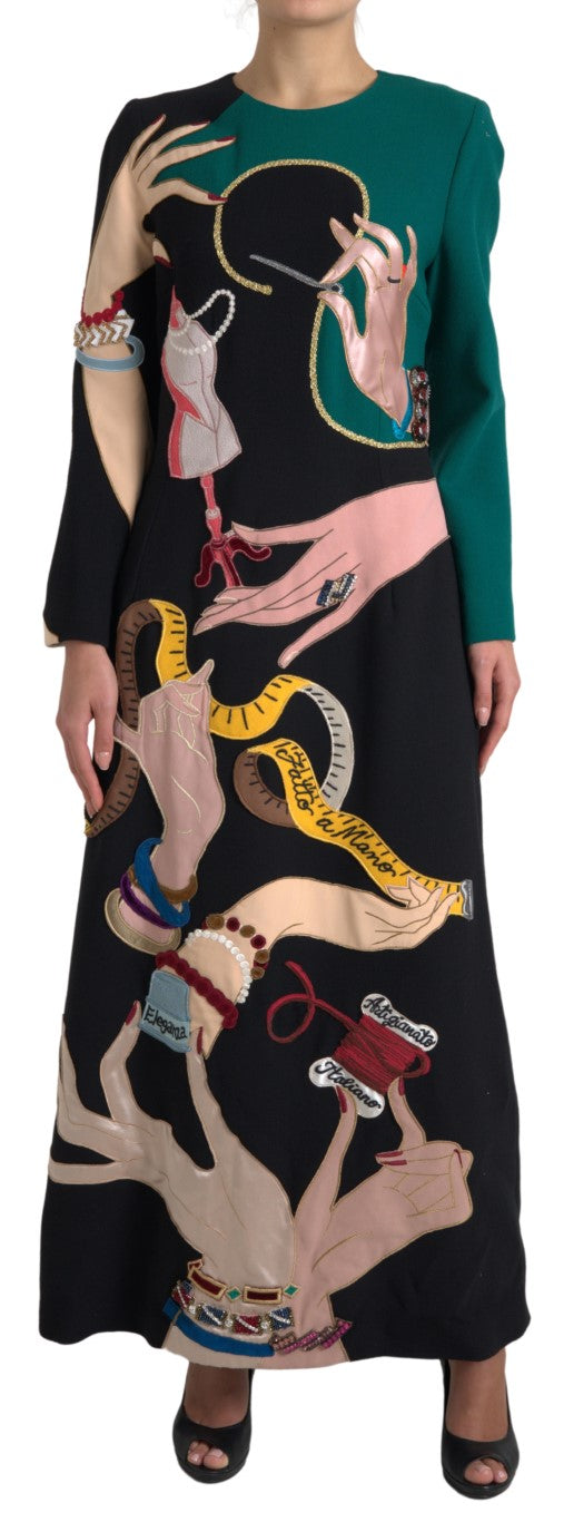 Elegant Multicolor Wool A-Line Dress