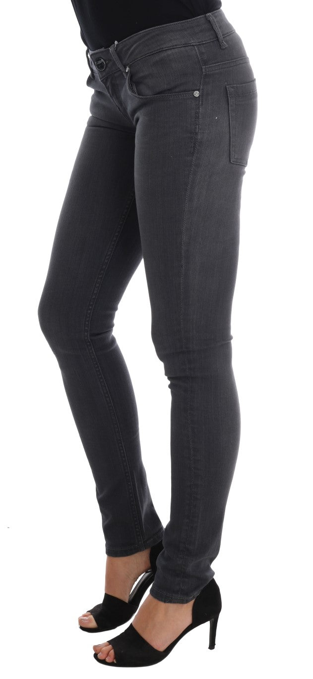 Sleek Gray Slim-Fit Designer Jeans