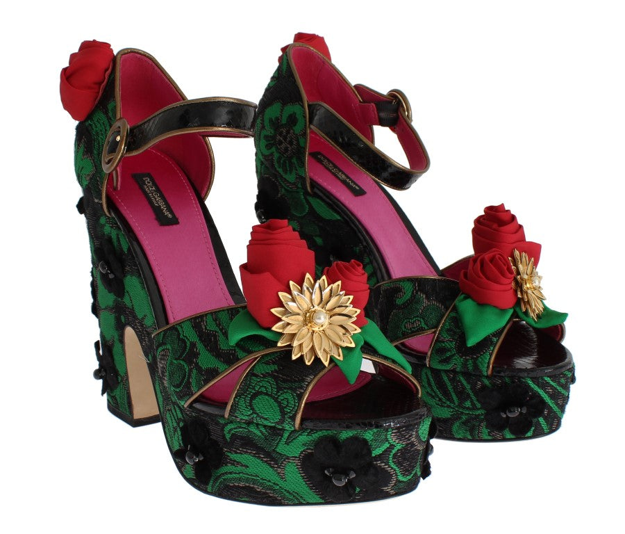 Buy Enchanted Sicily Crystal Brocade Wedges by Dolce & Gabbana