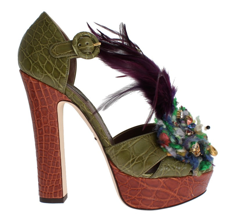 Buy Multicolor Crystal Platform Sandals by Dolce & Gabbana