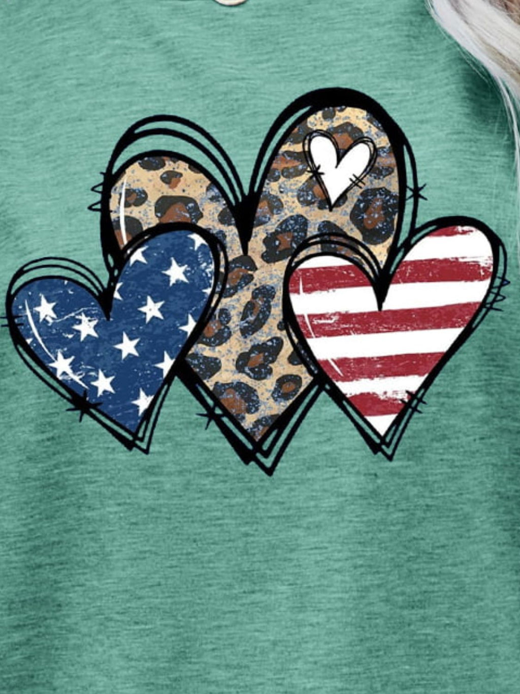 Buy US Flag Leopard Heart Graphic Tee by Faz
