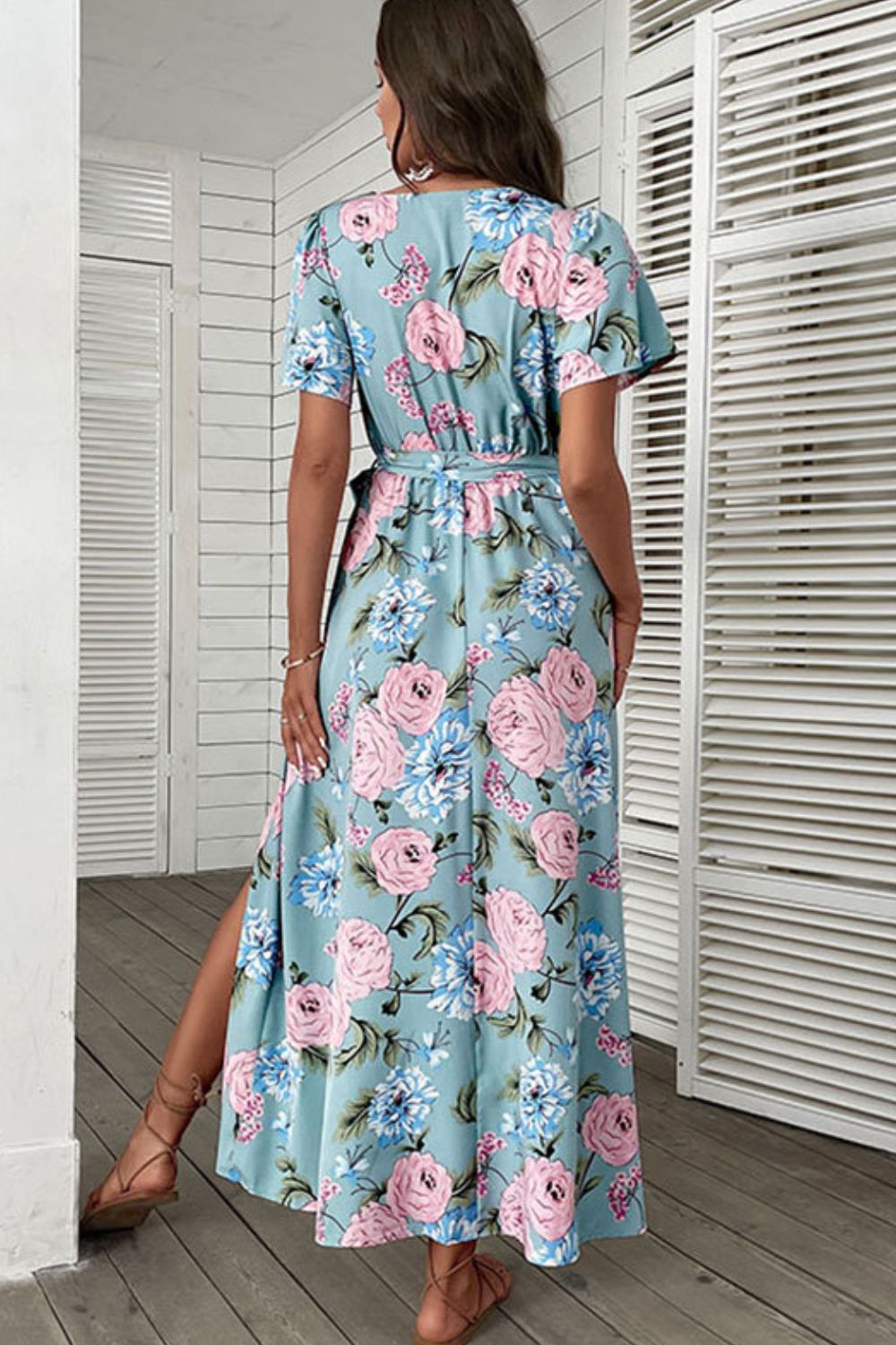Buy Floral Tie-Waist Slit Surplice Maxi Dress by Hundredth