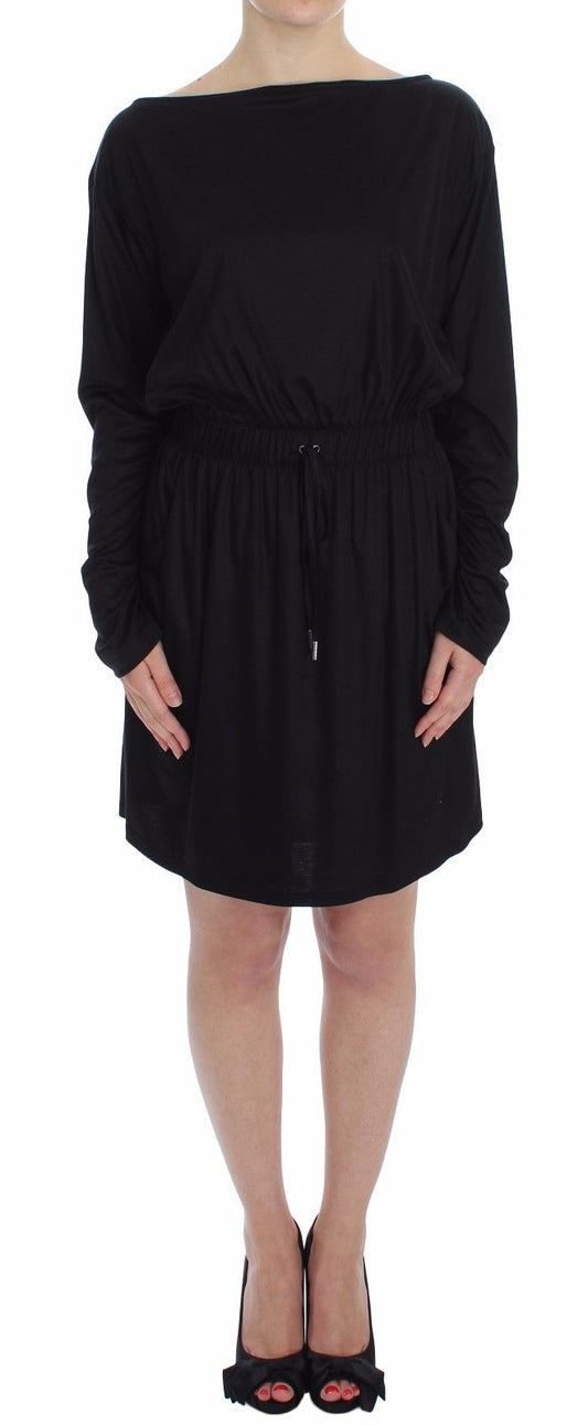 Buy Black Modal Silk Shift Knee Dress by Versace Jeans