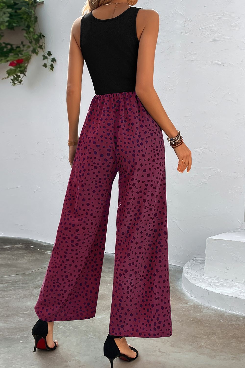 Buy Two-Tone Square Neck Wide Leg Jumpsuit by Faz