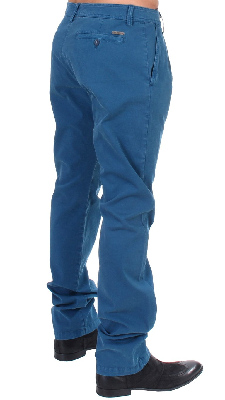 Buy Blue Cotton Straight Fit Chinos by GF Ferre