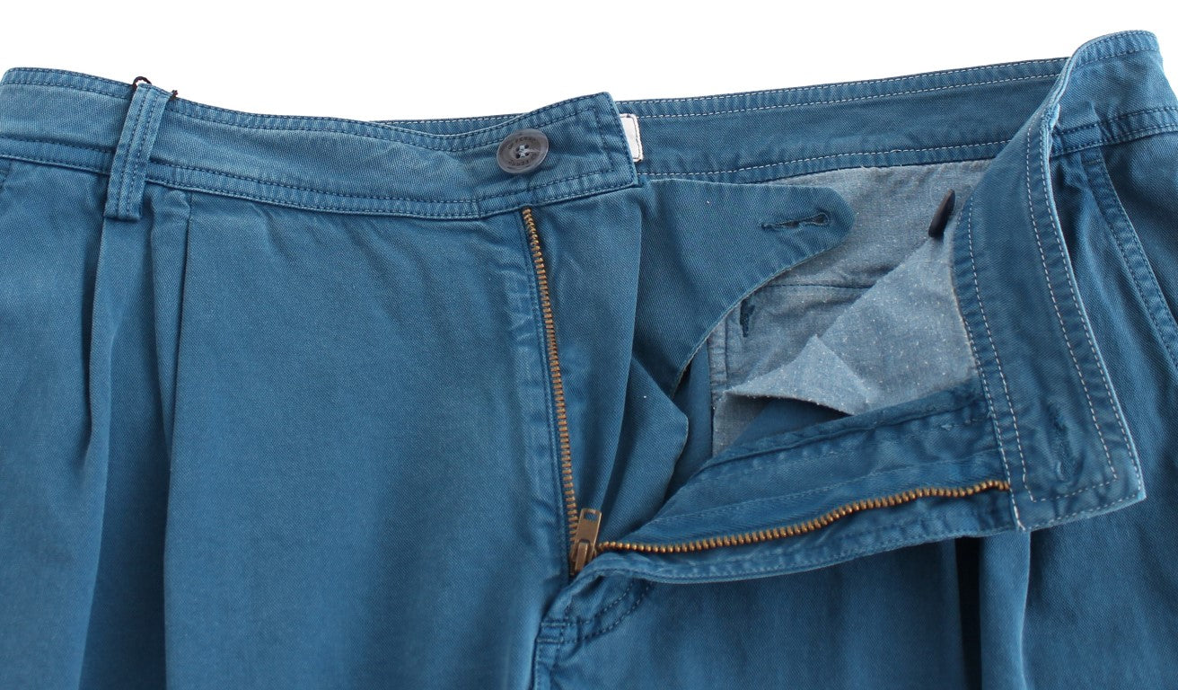 Buy Blue Cotton Straight Fit Chinos by GF Ferre