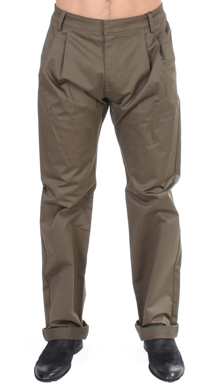 Buy Green Cotton Stretch Comfort Fit Pants by GF Ferre