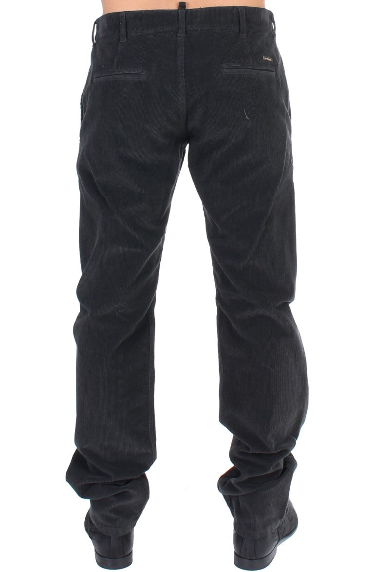 Buy Black Corduroy Cotton Straight Fit Pants by GF Ferre