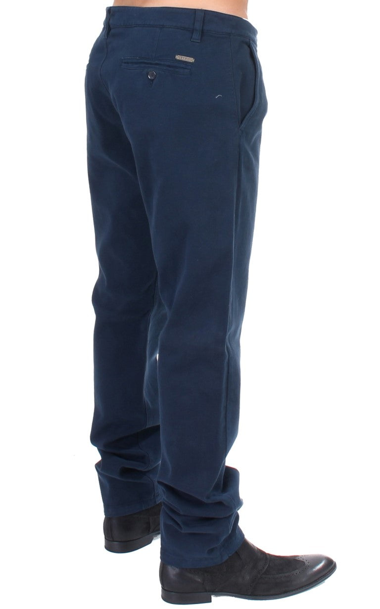 Buy Blue Stretch Straight Fit Pants Chinos by GF Ferre