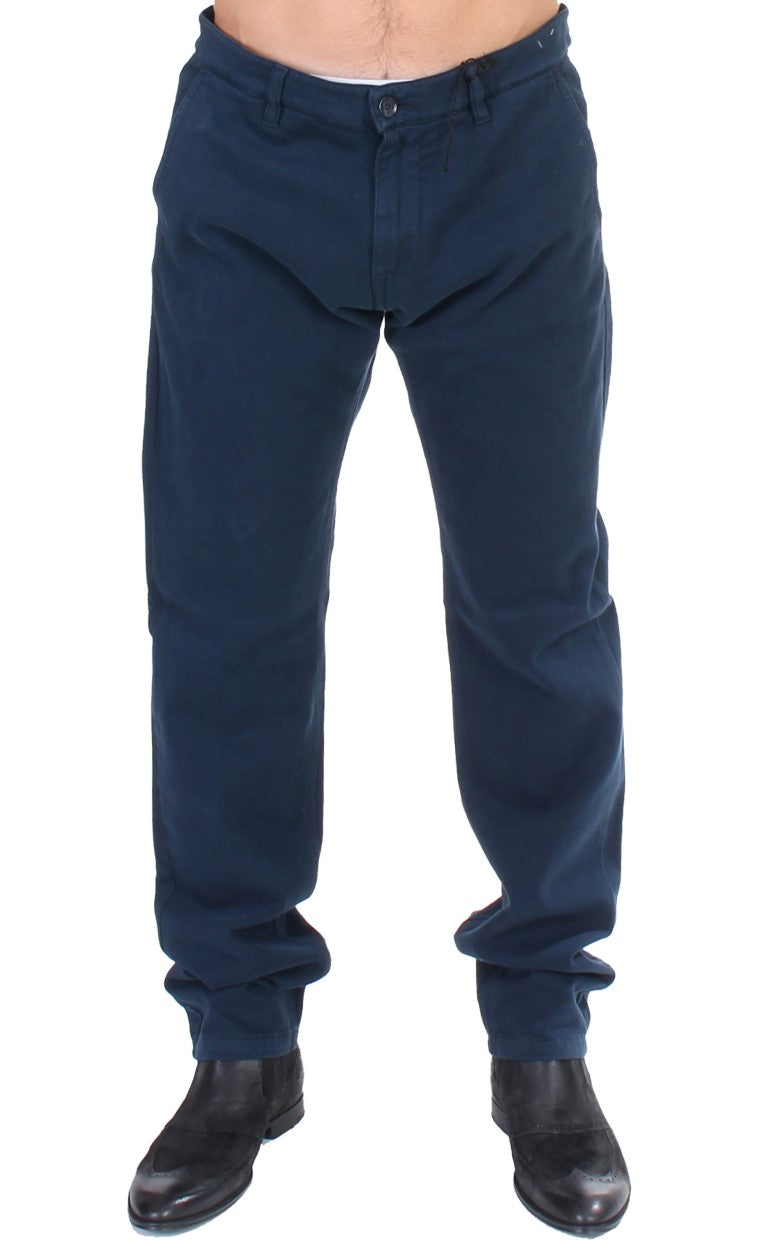 Buy Blue Stretch Straight Fit Pants Chinos by GF Ferre