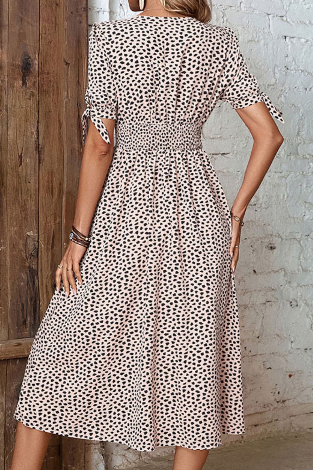 Buy Animal Print Button Front V-Neck Tied Dress by Hundredth