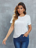 Buy Openwork Short Sleeve Round Neck Top by Faz