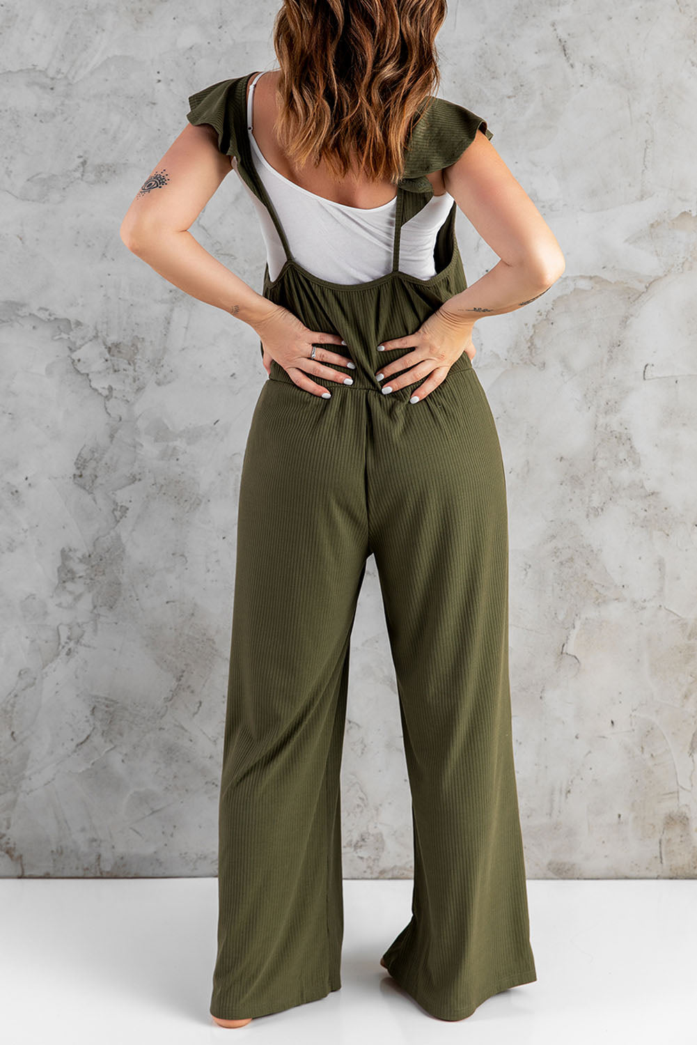 Buy Flutter Sleeve Ribbed Jumpsuit by Faz