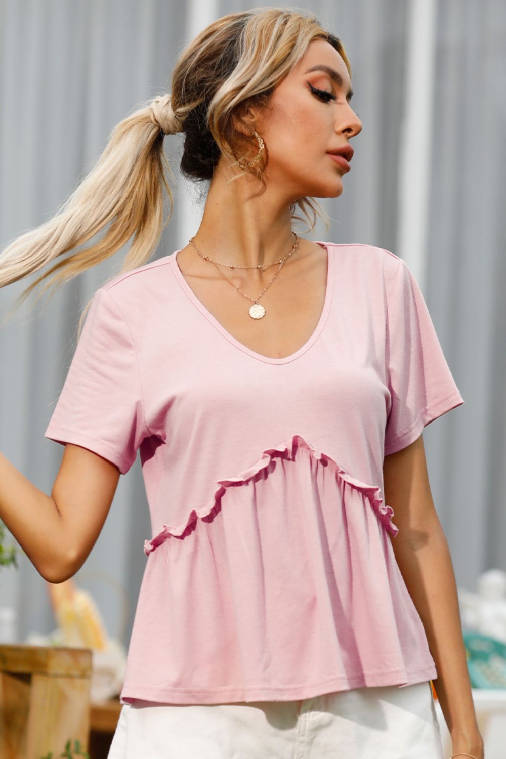 Buy Frill Trim Short Sleeve Tee by Faz