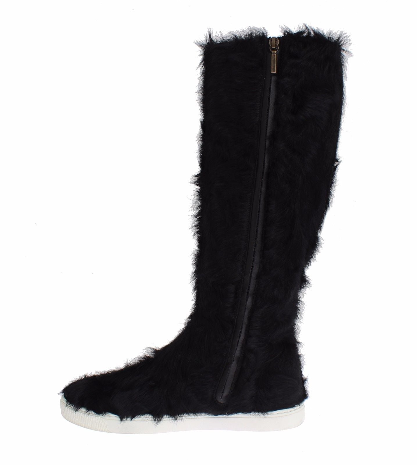 Buy Black Xiangao Lamb Fur Leather Boots by Dolce & Gabbana