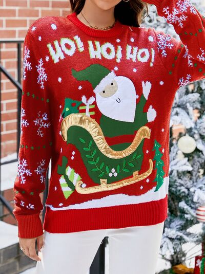 Buy Santa Round Neck Long Sleeve Sweater by Faz