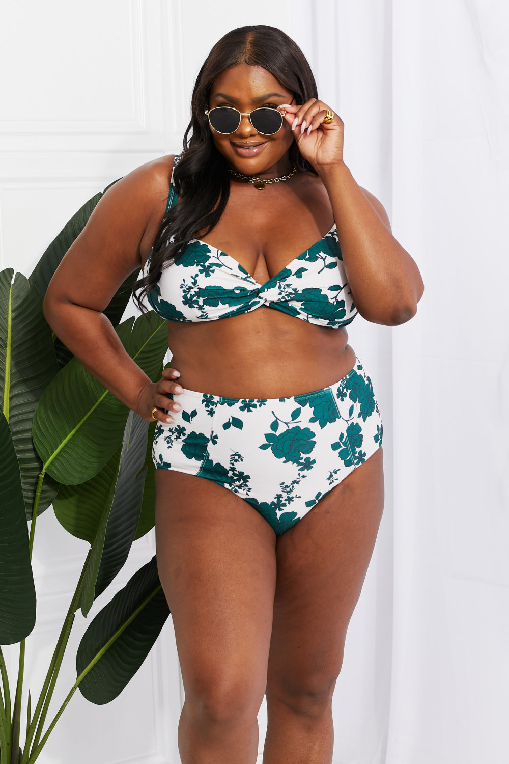 Buy Take A Dip Twist High-Rise Bikini in Forest by Marina West Swim