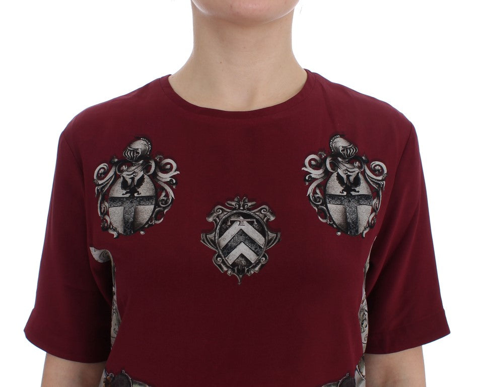 Buy Red Knight Print Silk Blouse T-shirt by Dolce & Gabbana
