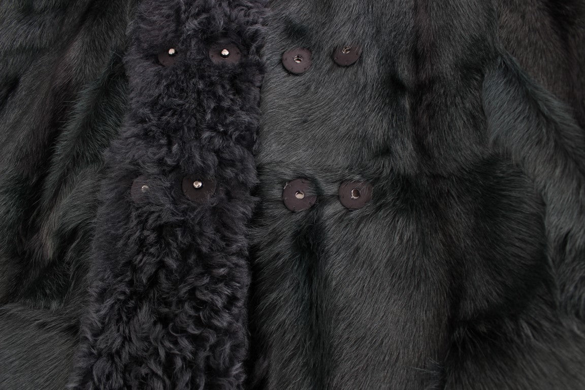 Buy Black Goat Fur Shearling Long Jacket Coat by Dolce & Gabbana