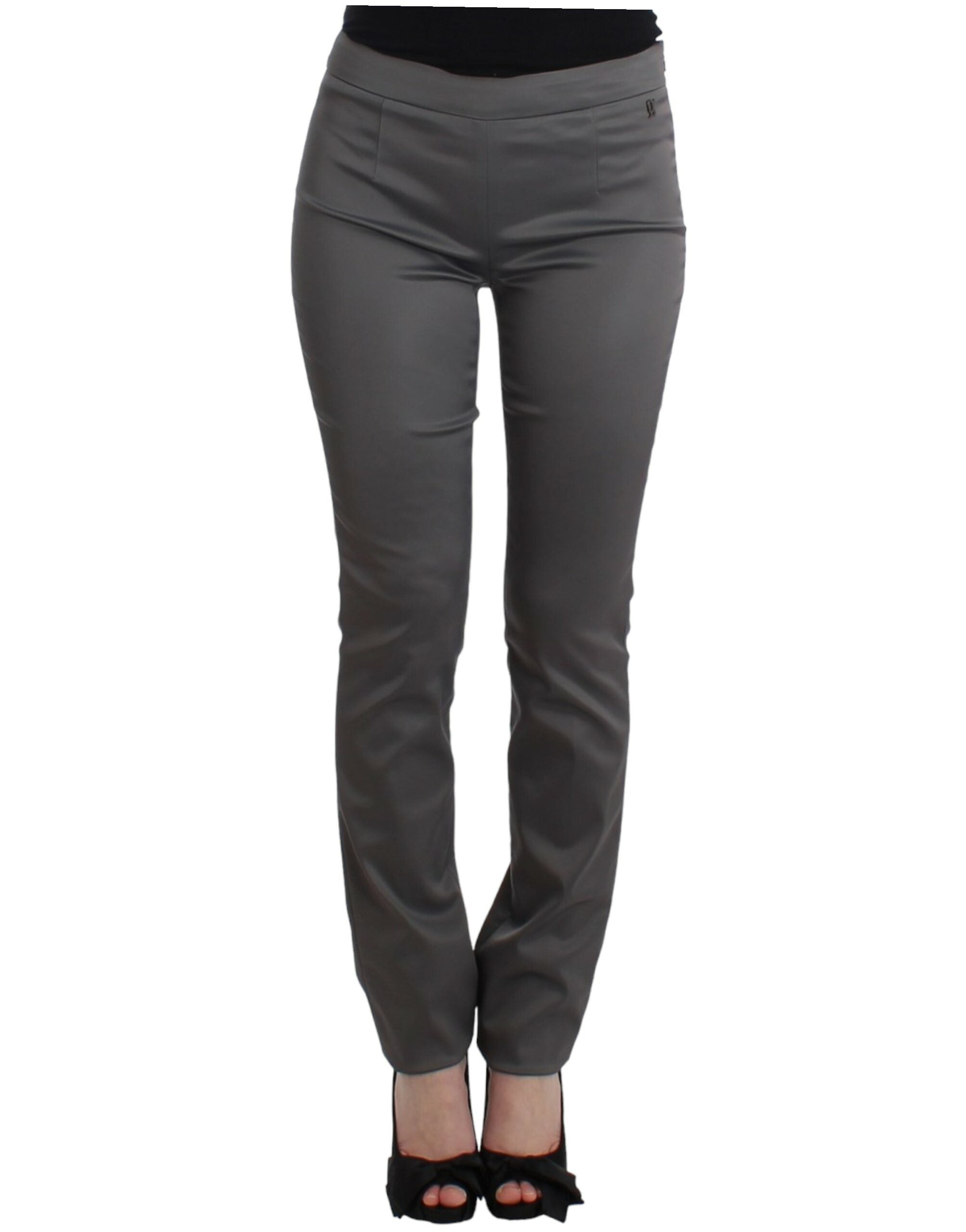 Chic Gray Slim-Fit Designer Pants