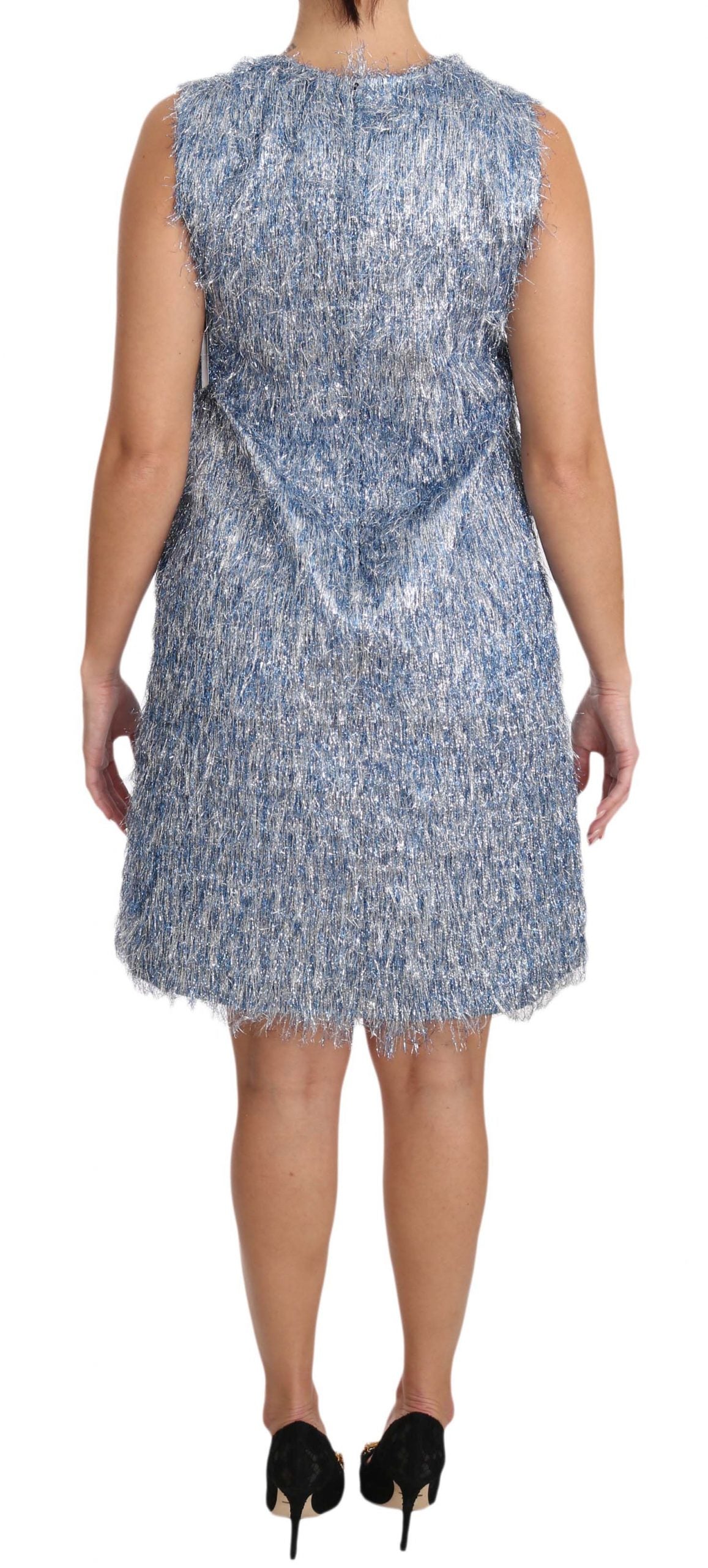 Buy Light Blue Fringe Shift Gown Dress by Dolce & Gabbana