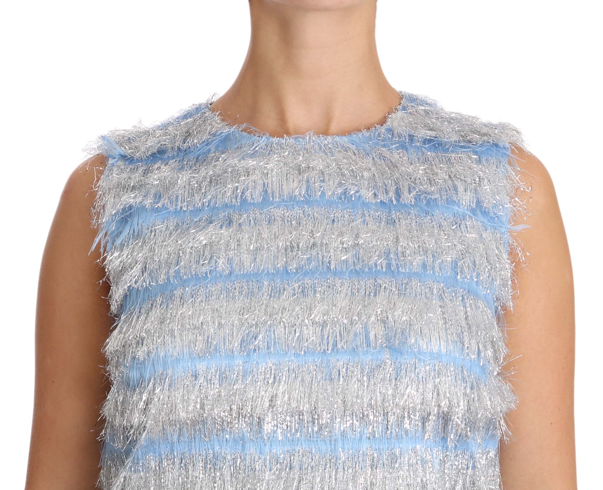 Buy Light Blue Silver Shift Gown Dress by Dolce & Gabbana