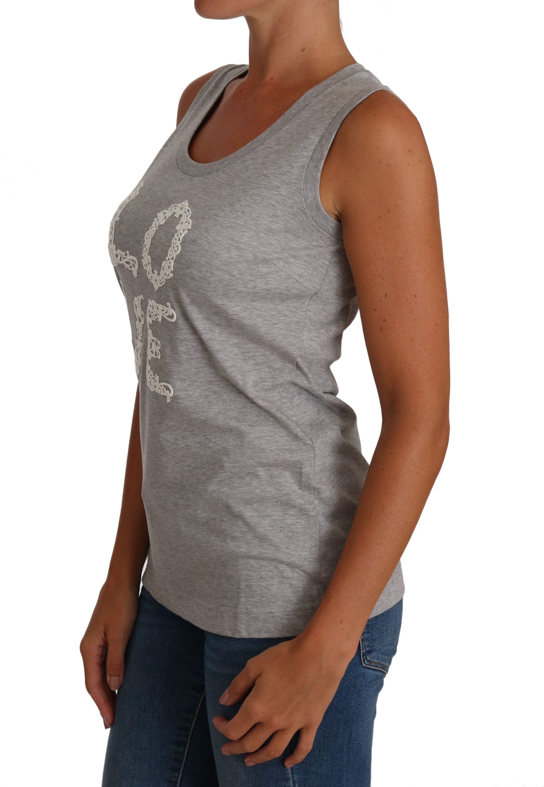 Buy Gray and white Cami Tank Gray LOVE Cotton Top by Dolce & Gabbana