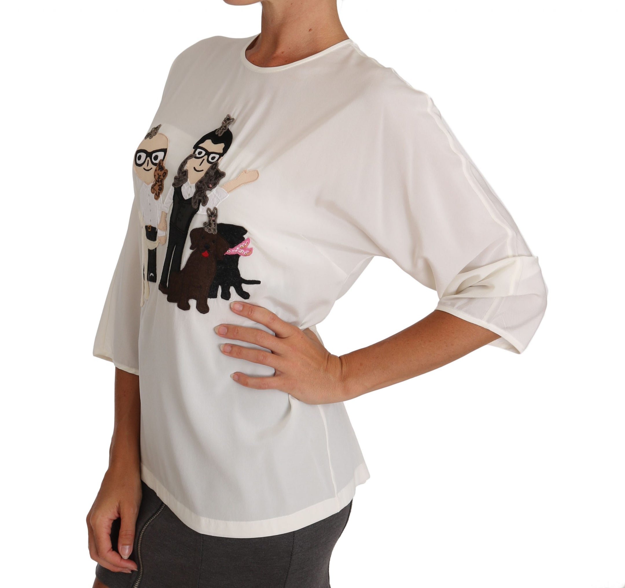 Buy White Silk #dgfamily Blouse T-shirt by Dolce & Gabbana