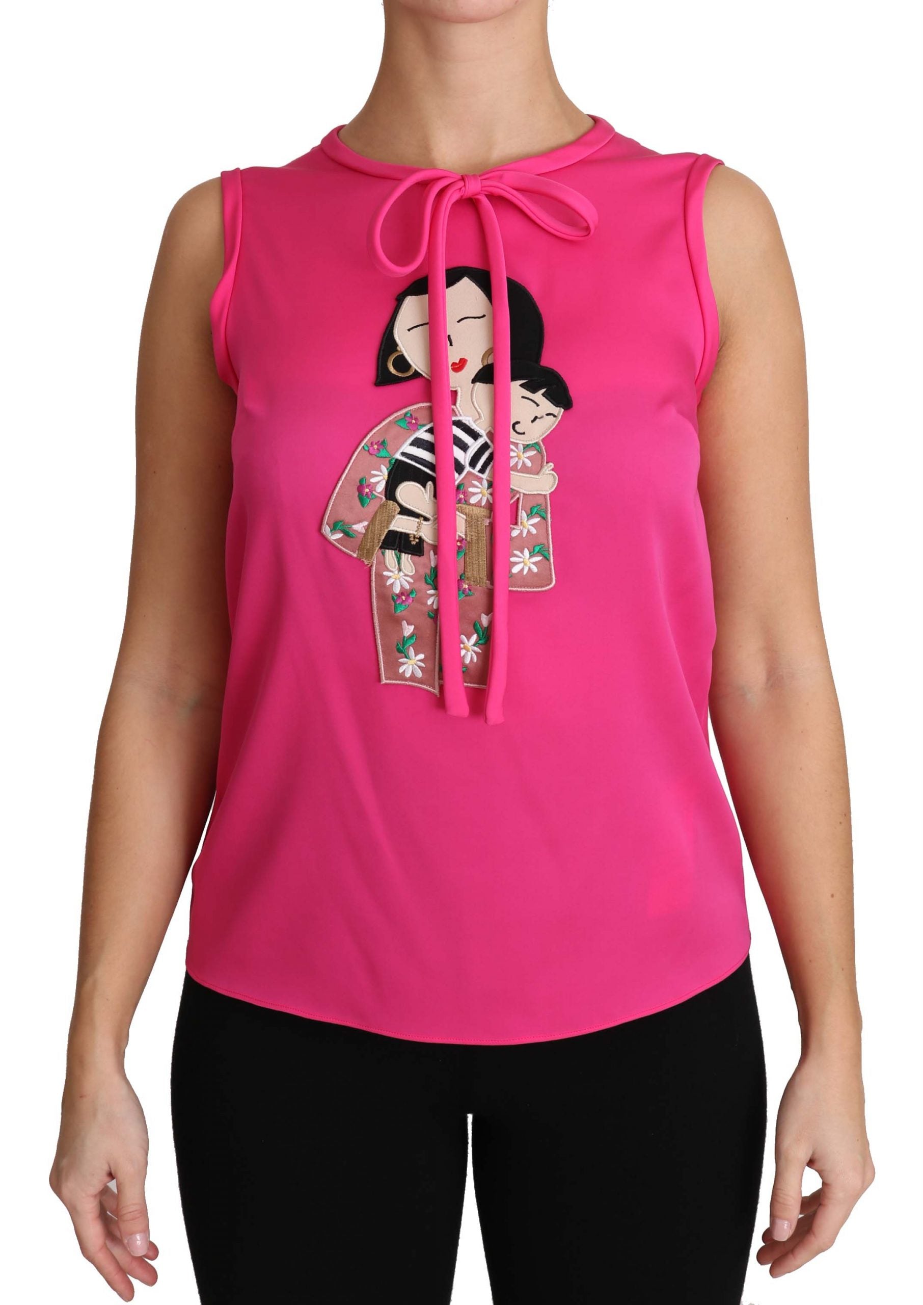 Buy Pink Family Silk Tank  Mama Blouse Top Shirt by Dolce & Gabbana