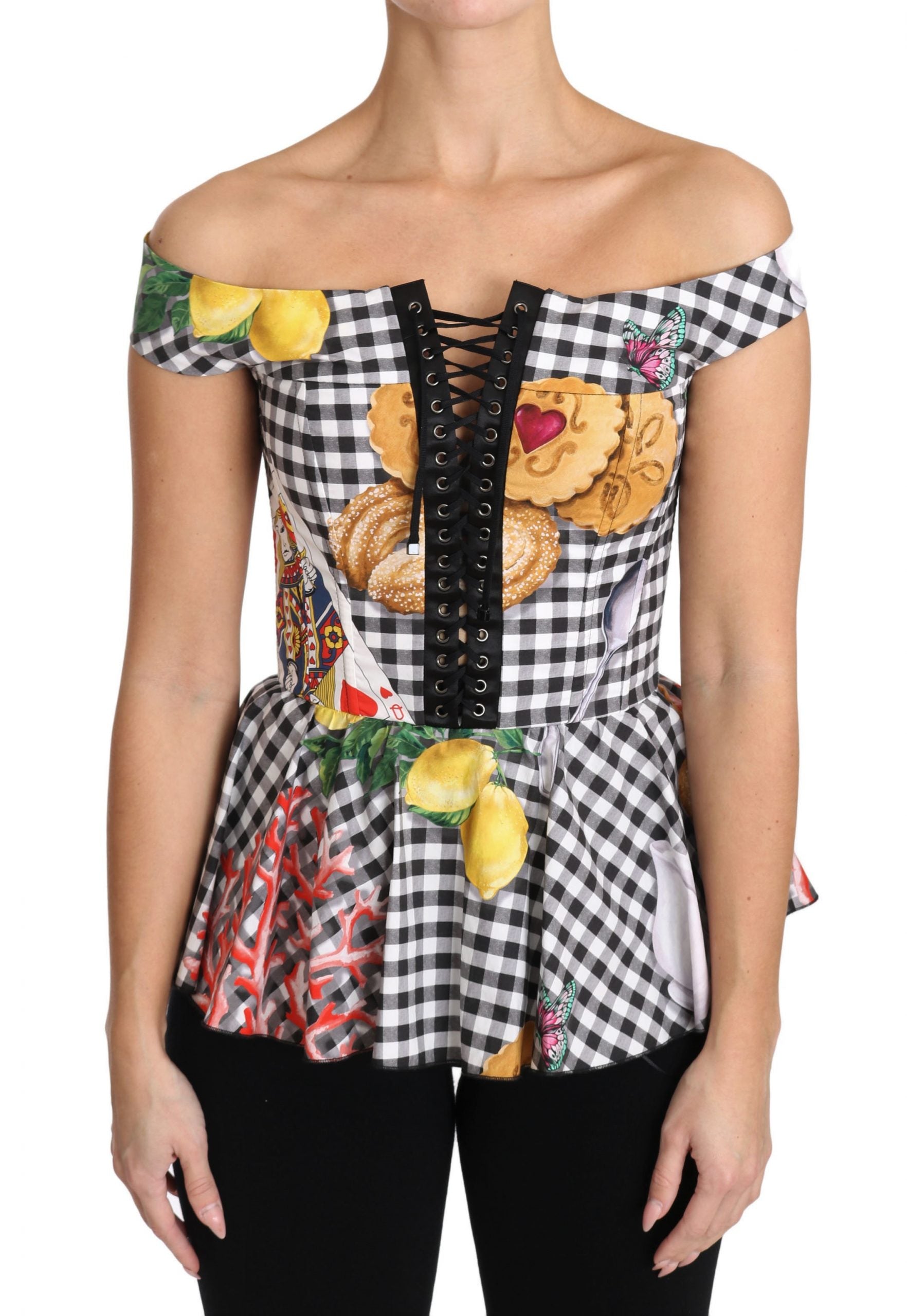 Chic Checkered Corset Top Blouse