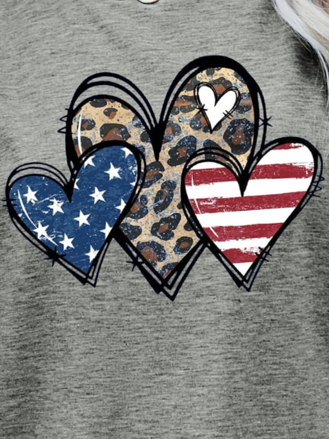 Buy US Flag Leopard Heart Graphic Tee by Faz