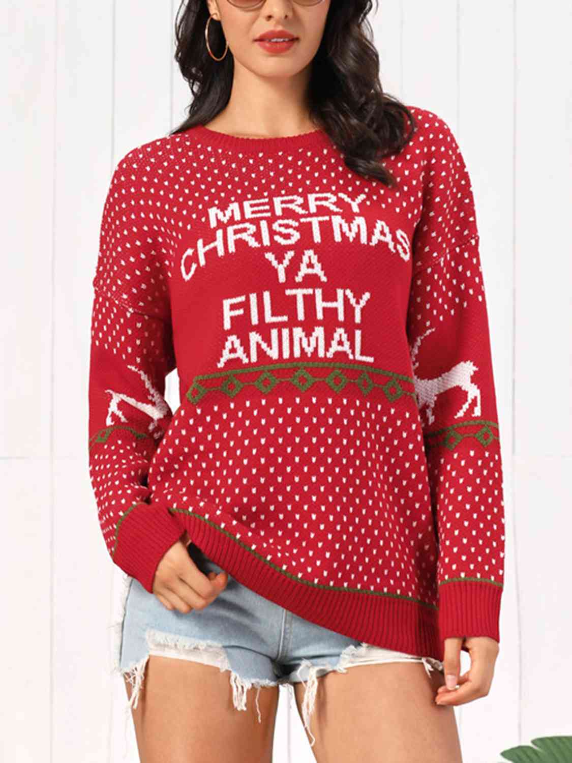 Buy Christmas Element Round Neck Sweater by Faz