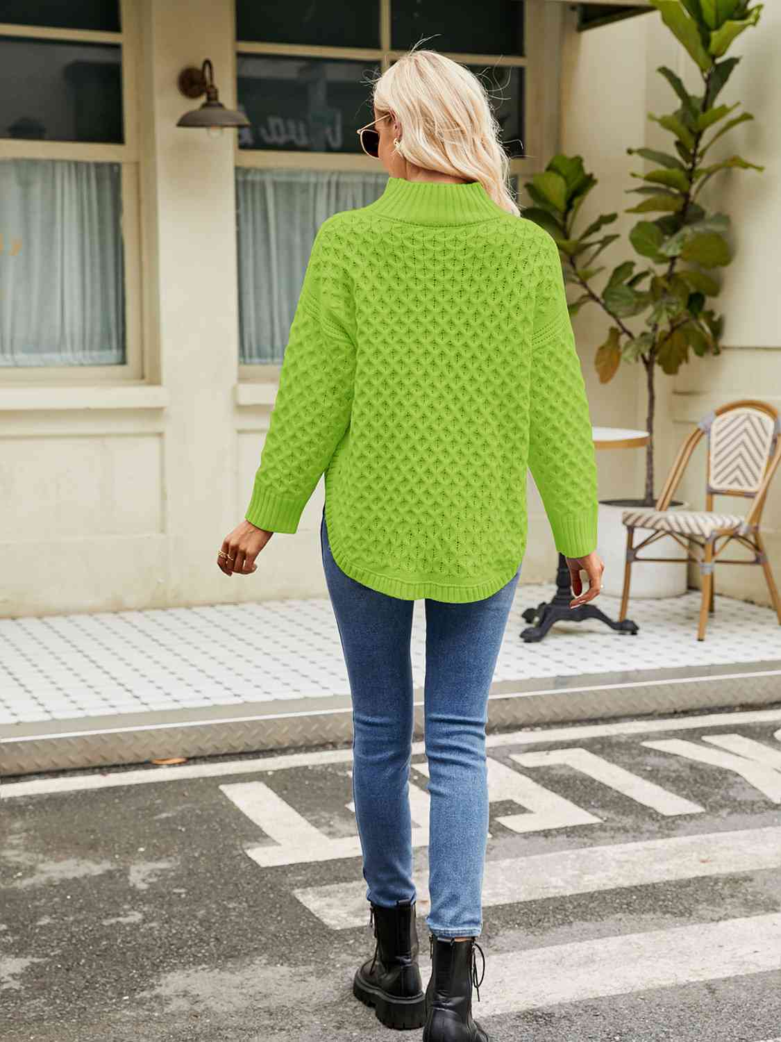 Buy Mock Neck Slit Sweater by YH