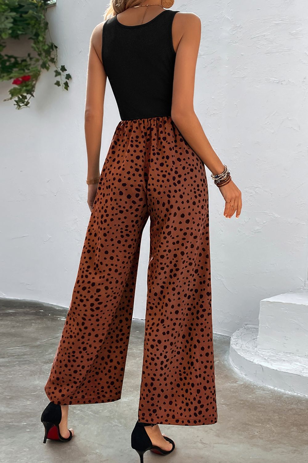 Buy Two-Tone Square Neck Wide Leg Jumpsuit by Faz