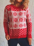 Buy Snowflake Pattern Long Sleeve Sweater by Faz