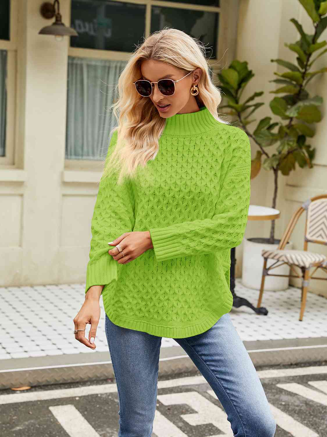 Buy Mock Neck Slit Sweater by YH