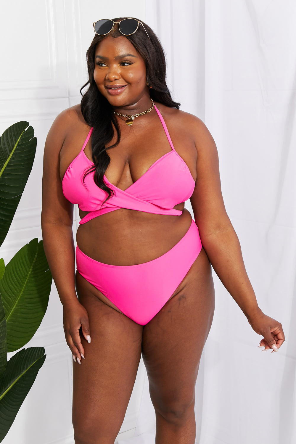 Buy Summer Splash Halter Bikini Set in Pink by Marina West Swim