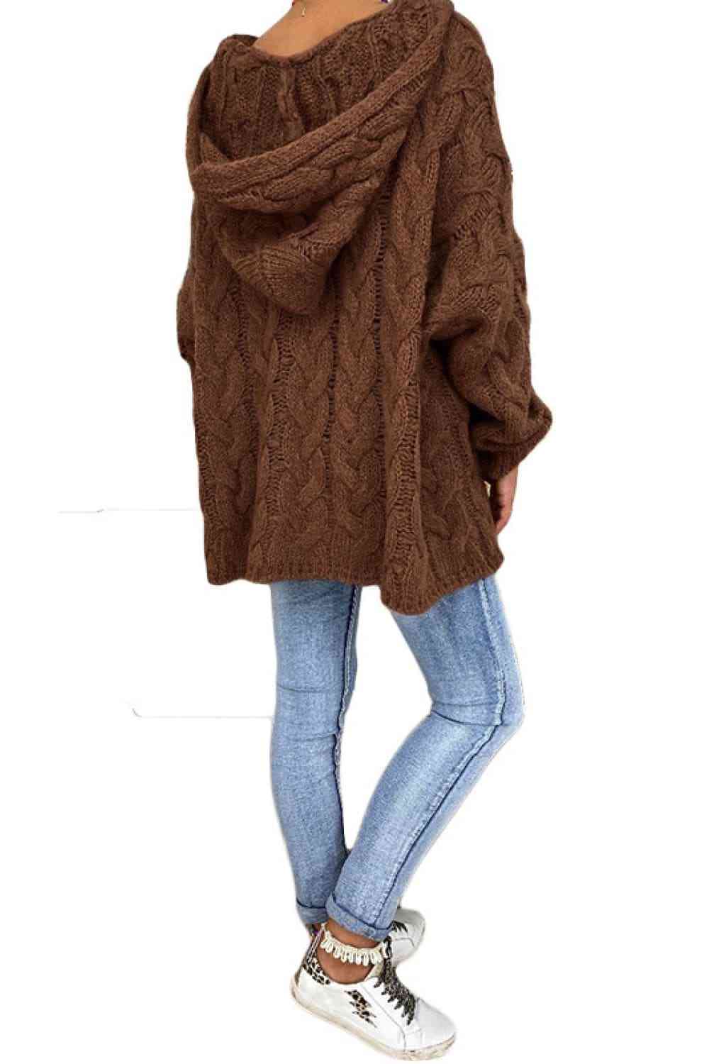 Buy Cable-Knit Hooded Sweater by O & Y.M