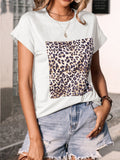 Buy Leopard Graphic Round Neck Tee by Faz