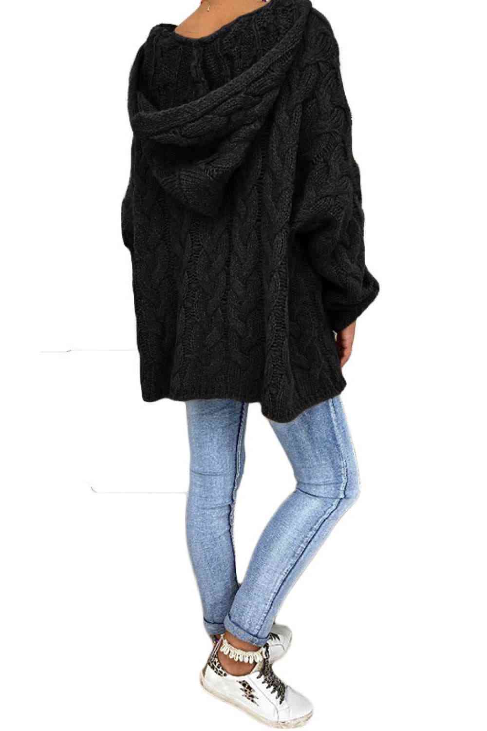 Buy Cable-Knit Hooded Sweater by O & Y.M