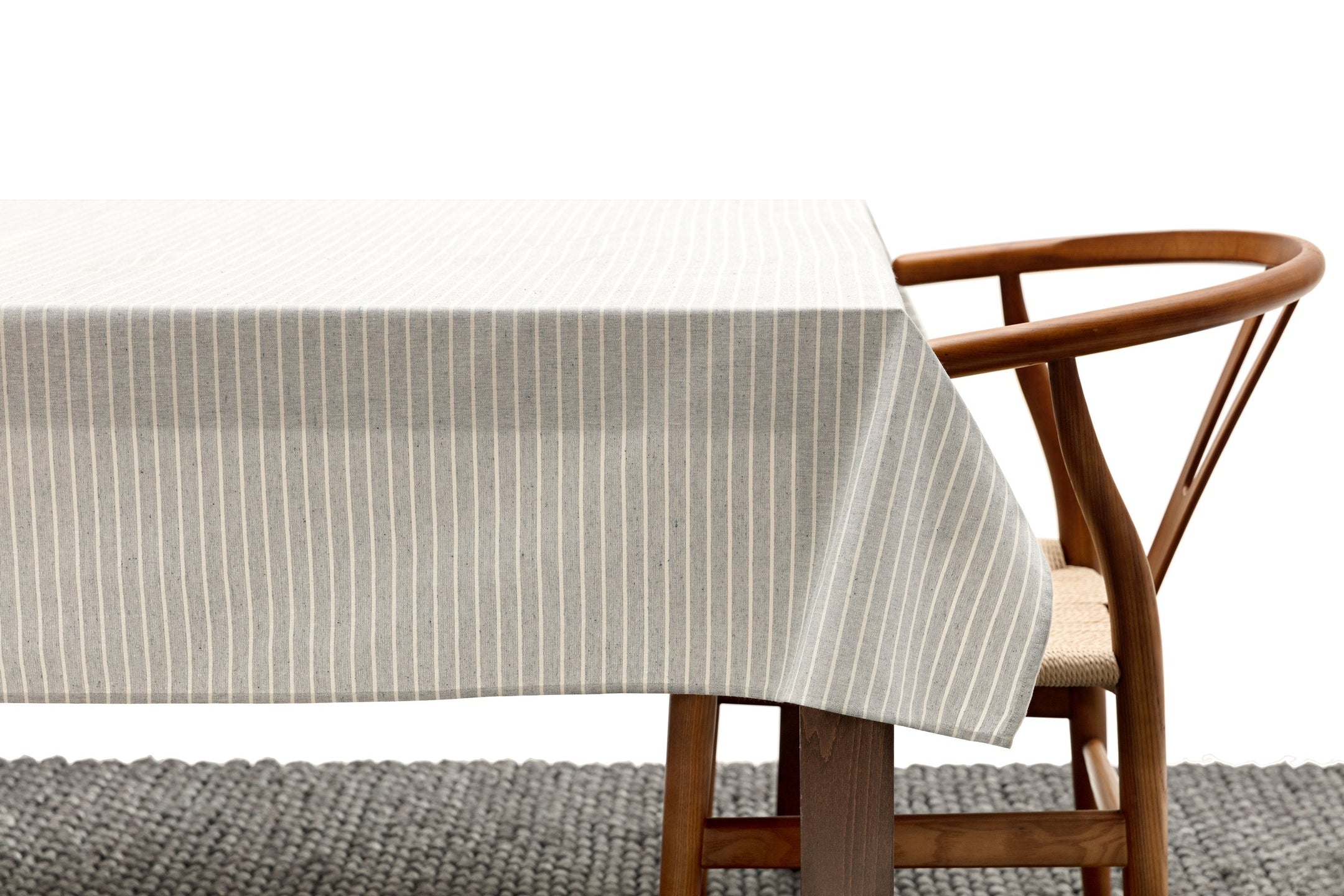 Grey Striped Tablecloth