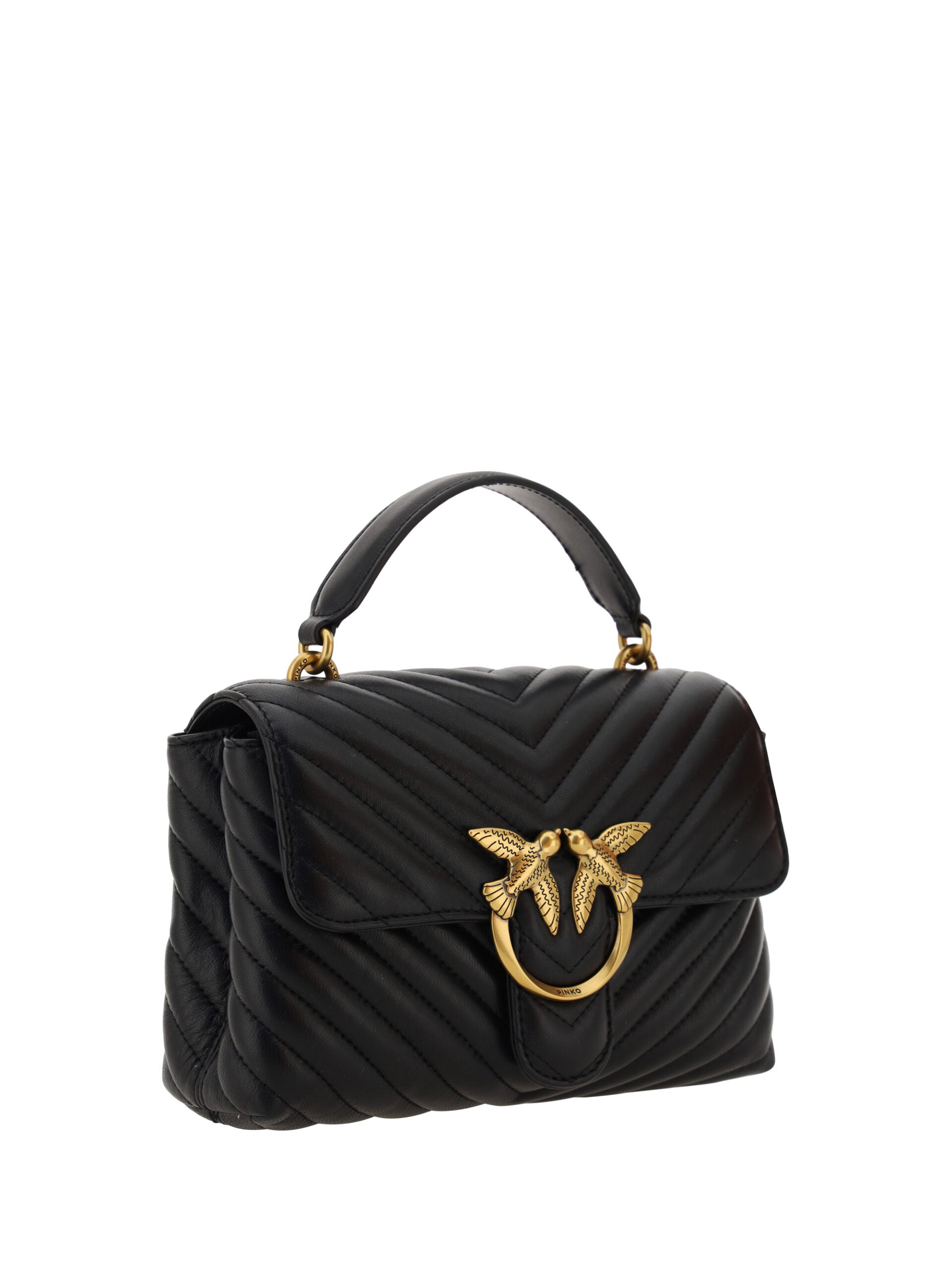 Black Calf Leather Love Lady Mini Handbag