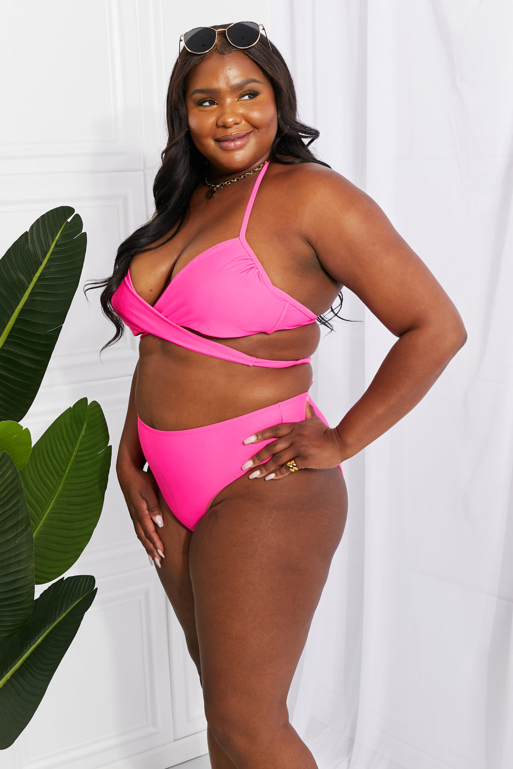 Buy Summer Splash Halter Bikini Set in Pink by Marina West Swim