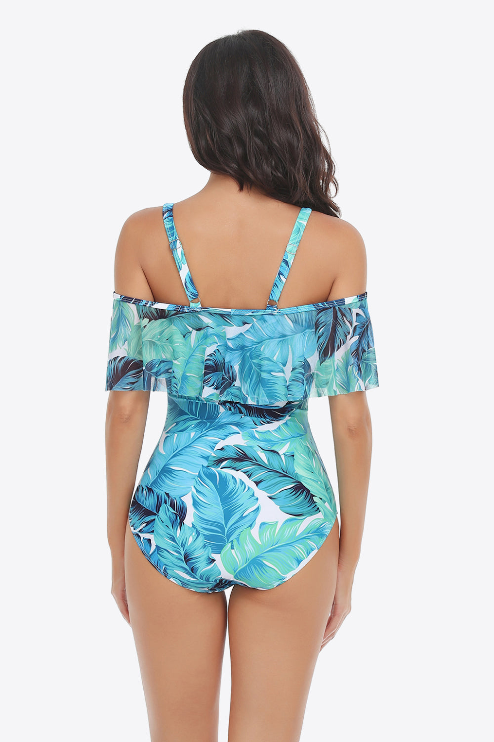 Buy Botanical Print Cold-Shoulder Layered One-Piece Swimsuit by Faz