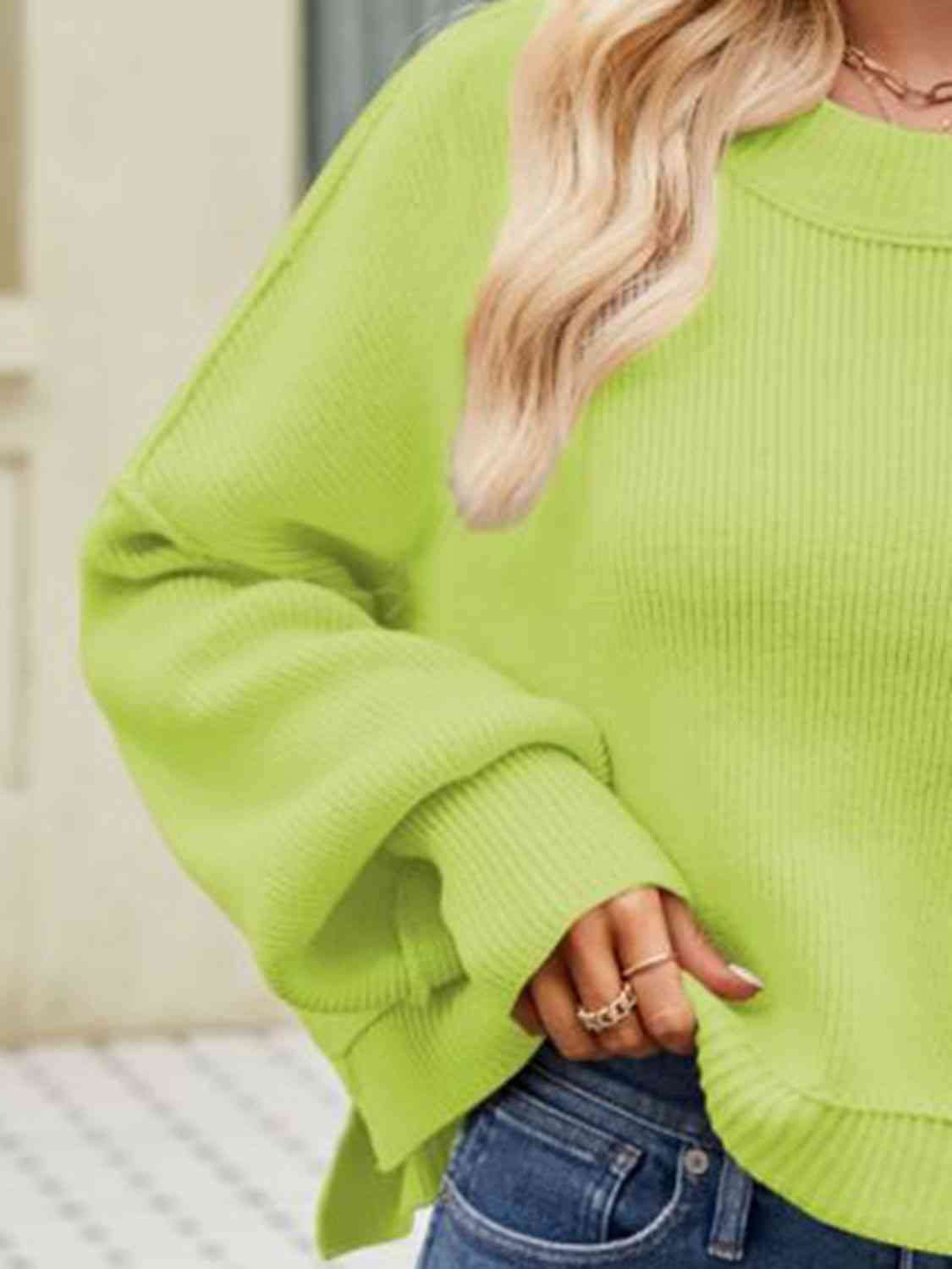 Buy Round Neck Dropped Shoulder Sweater by YH