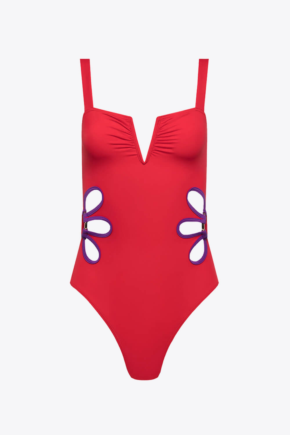 Buy Contrast Trim Cutout Notched Neck One-Piece Swimsuit by Faz