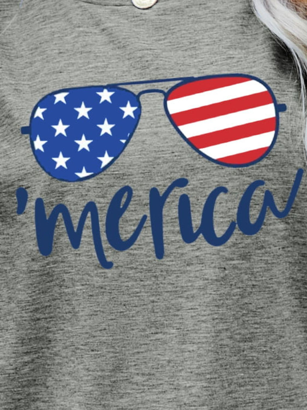 Buy US Flag Glasses Graphic Tee by Faz