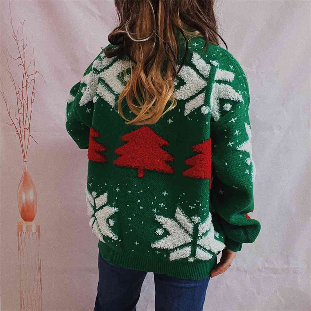 Buy Snowflake Round Neck Long Sleeve Sweater by Faz